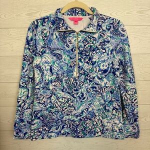 Lilly Pulitzer Skipper Popover Half Zip Size XS Royal Purple Print
